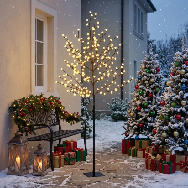 LED Kersenbloesemboom 180 Cm Met 200 LEDs, Kunstmatige Lichtboom Met 20 Buigzame Takken, Kerstdecoratie