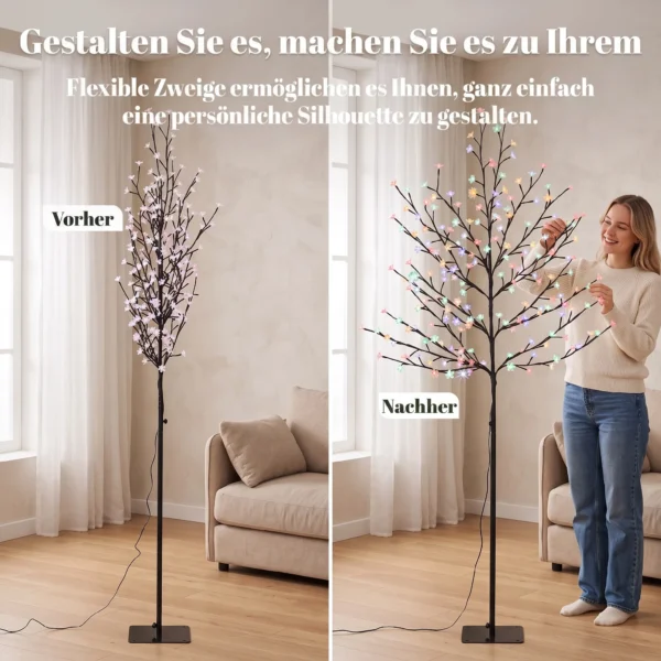 LED Kersenbloesemboom 180 Cm Met 200 LEDs, Kunstmatige Lichtboom Met 20 Buigzame Takken, Kerstdecoratie