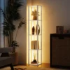 LED staande Lamp Met Planken, Moderne Dimbare Staande Lamp Met 3 Helderheidsniveaus En Voetschakelaar, Wit