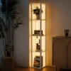 LED staande Lamp Met Planken, Moderne Dimbare Staande Lamp Met 3 Helderheidsniveaus En Voetschakelaar, Wit