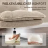 Loungestoel Met Voetenbank, 360° Draaibaar, Corduroy Bekleding, In Hoogte Verstelbare Voetensteun, Beige