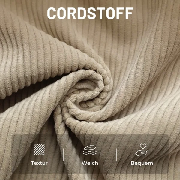 Loungestoel Met Voetenbank, 360° Draaibaar, Corduroy Bekleding, In Hoogte Verstelbare Voetensteun, Beige