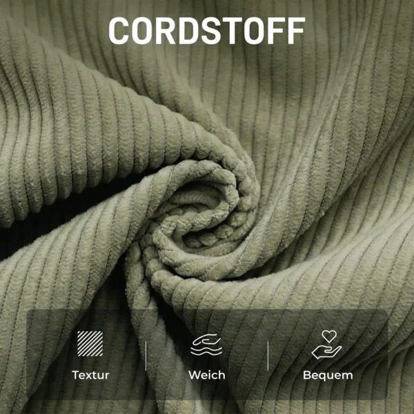 Loungestoel Met Voetenbank, 360° Draaibaar, Corduroy Bekleding, In Hoogte Verstelbare Voetensteun, Groen