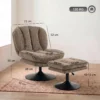 Loungestoel Met Voetenbank, 360° Draaibaar, Gemaakt Van Raindrop velours, In Hoogte Verstelbare Voetenbank, Bruin