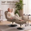 Loungestoel Met Voetenbank, 360° Draaibaar, Gemaakt Van Raindrop velours, In Hoogte Verstelbare Voetenbank, Bruin