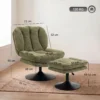Loungestoel Met Voetenbank, 360° Draaibaar, Gemaakt Van Raindrop velours, In Hoogte Verstelbare Voetenbank, Groen