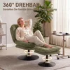 Loungestoel Met Voetenbank, 360° Draaibaar, Gemaakt Van Raindrop velours, In Hoogte Verstelbare Voetenbank, Groen