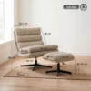 Loungestoel Met Voetenbankje, Draaibare Chenille stoel Met In Hoogte Verstelbaar Voetenbankje, Dikke Bekleding En Brede Zitting, Bruin