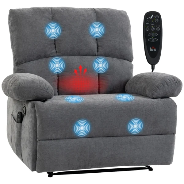 Massagesstoel Met Verwarmingsfunctie, Comfortabele Televisiestoel Met Voetensteun, Grijs