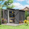 Metalen Tuinhuis 3,5m² 143x270x202cm Tuinschuur Met Lessenaarsdak, Afsluitbare Dubbele Deur, Fundering, Ventilatieopeningen