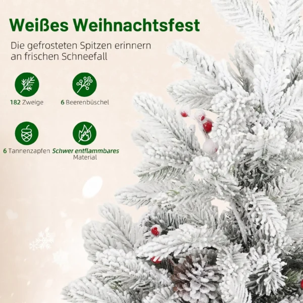 Mini 60cm Kerstboom Met 35 LED lampjes, Sneeuw effect, Mini tafelboom Met Dennenappels, Kunstmatige Kerstboom Voor Kerstdecoratie, Wit