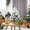 Mini 60cm Kerstboom Met 35 LED lampjes, Sneeuw effect, Mini tafelboom Met Dennenappels, Kunstmatige Kerstboom Voor Kerstdecoratie, Wit