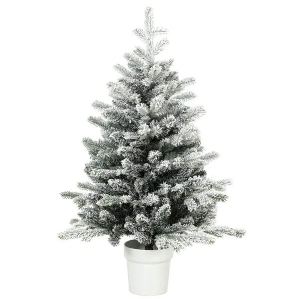 Mini 90 Cm Kerstboom Met 296 Takpunten Sneeuw Effect Pot, Mini Tafelboom Voor Thuis Kantoor, Wit