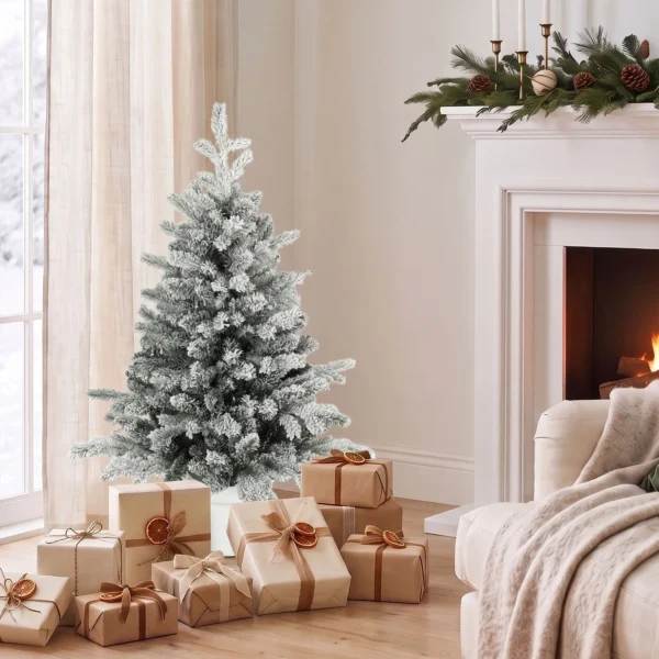 Mini 90 Cm Kerstboom Met 296 Takpunten Sneeuw Effect Pot, Mini Tafelboom Voor Thuis Kantoor, Wit