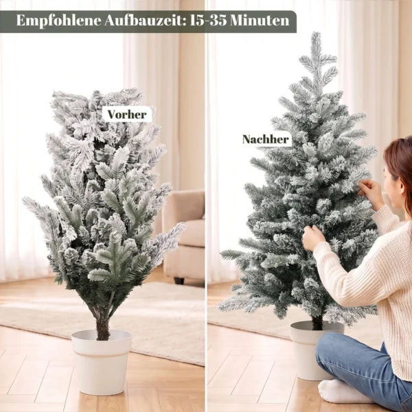 Mini 90 Cm Kerstboom Met 296 Takpunten Sneeuw Effect Pot, Mini Tafelboom Voor Thuis Kantoor, Wit