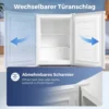 Mini diepvries 85 L, Compacte Staande Diepvries Met Verwisselbare Deuropening En Instelbare Temperatuur, Wit