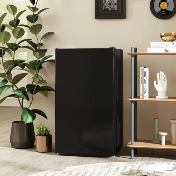 Mini koelkast, 91 Liter Capaciteit, Vriesvak, Verstelbare Compartimenten, Stille Werking, Compacte Grootte, Staal, Zwart