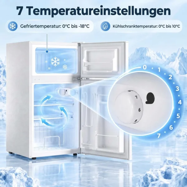 Mini Koelkast Met Vriesvak 2 Deurs Met Verstelbare Thermostaat Kleine Drankkoelkast 90L Wit