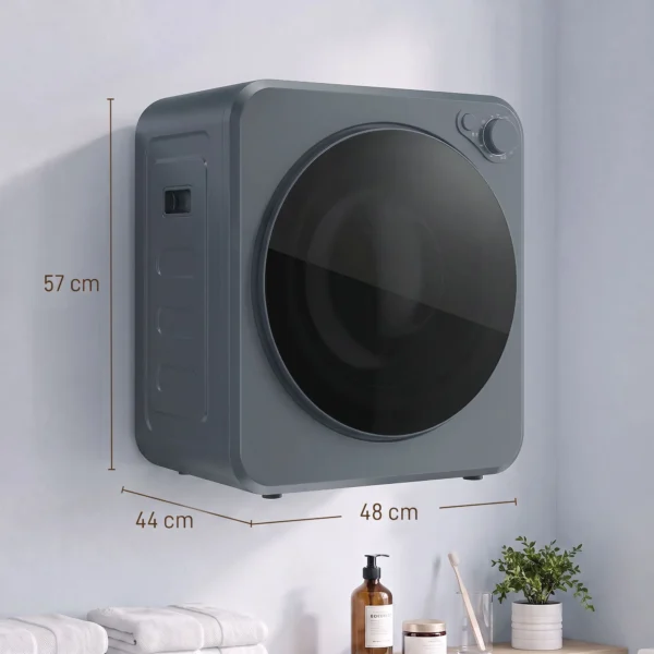 Mini Wasdroger 4 Kg Met 5 Programma's Tot 60℃ 800W/400W Luchtafvoerdroger Met Roestvrijstalen Trommel Grijs