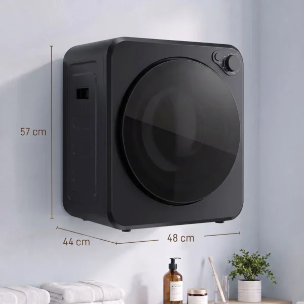 Mini Wasdroger 4 Kg Met 5 Programma's Tot 60℃ 800W/400W Luchtafvoerdroger Met Roestvrijstalen Trommel Zwart