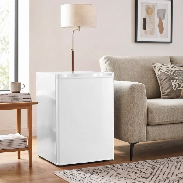 Minikoelkast Met Vriesvak, Verstelbare Thermostaat, Kleine Koelkast, Enkeldeurs, 72,5 L, Wit
