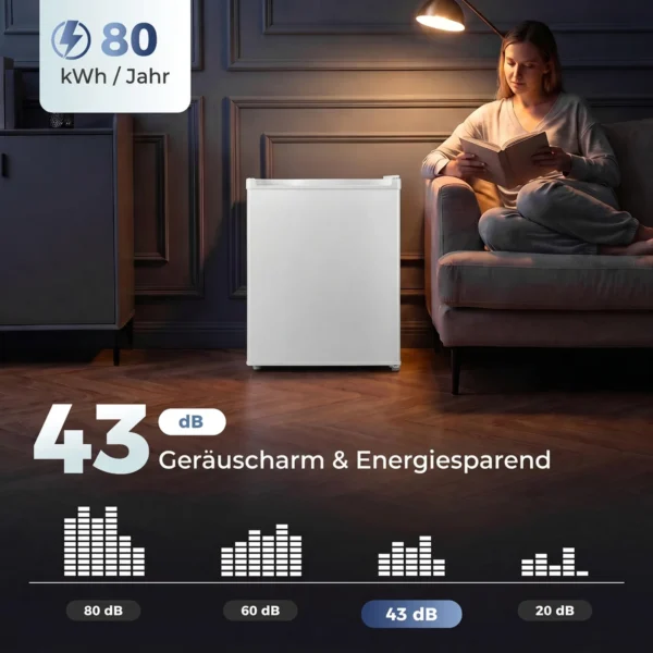 Minikoelkast Met Vriesvak, Verstelbare Thermostaat, Kleine Koelkast, Enkeldeurs, 72,5 L, Wit