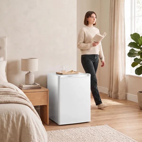 Minikoelkast Met Vriesvak, Verstelbare Thermostaat, Kleine Koelkast, Enkeldeurs, 72,5 L, Wit