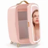 Minikoelkast Voor Cosmetica, Drankjes En Snacks, Draagbaar, Met Verlichte Spiegel, Stille Werking, 6L, Roze