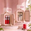 Minikoelkast Voor Cosmetica, Drankjes En Snacks, Draagbaar, Met Verlichte Spiegel, Stille Werking, 6L, Roze