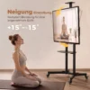 Mobiele TV standaard Op Wielen Voor 32 75 Inch, Kantelbare TV rolwagen, In Hoogte Verstelbaar, Met Vergrendelbare Wielen, Zwart