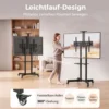 Mobiele TV standaard Op Wielen Voor 32 75 Inch, Kantelbare TV rolwagen, In Hoogte Verstelbaar, Met Vergrendelbare Wielen, Zwart