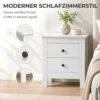 Modern Nachtkastje Met 2 Lades, Bijzettafel Met Voetkussentjes Voor De Slaapkamer, Wit