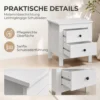 Modern Nachtkastje Met 2 Lades, Bijzettafel Met Voetkussentjes Voor De Slaapkamer, Wit