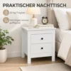 Modern Nachtkastje Met 2 Lades, Bijzettafel Met Voetkussentjes Voor De Slaapkamer, Wit