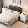 Modern Set Van 2 Nachtkastjes, Smalle Bijzettafels Met 2 Lades En Hoogglans Fronten, Wit