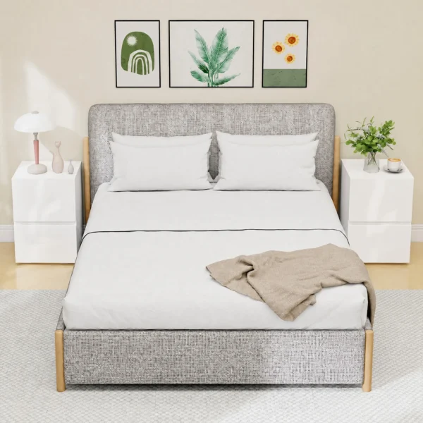 Modern Set Van 2 Nachtkastjes, Smalle Bijzettafels Met 2 Lades En Hoogglans Fronten, Wit
