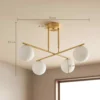 Moderne Hanglamp Met 4 Bolvormige Kappen, In Hoogte Verstelbaar En 350° Draaibaar, Wit