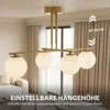 Moderne Hanglamp Met 4 Bolvormige Kappen, In Hoogte Verstelbaar En 350° Draaibaar, Wit