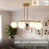 Moderne Hanglamp Met 4 Bolvormige Kappen, In Hoogte Verstelbaar En 350° Draaibaar, Wit