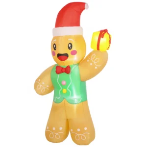 Opblaasbare Kerst Gemberkoekman, 250 Cm, Met Geschenkdoos En LEDs, Voor Buiten