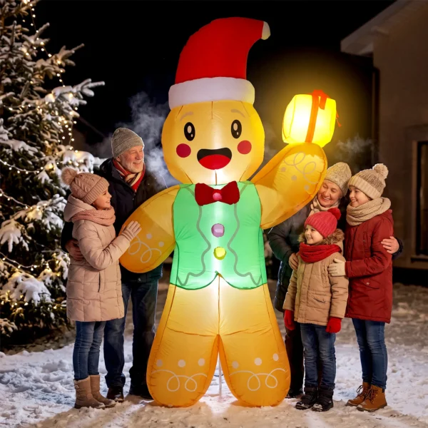Opblaasbare Kerst Gemberkoekman, 250 Cm, Met Geschenkdoos En LEDs, Voor Buiten