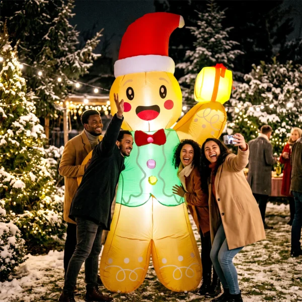 Opblaasbare Kerst Gemberkoekman, 250 Cm, Met Geschenkdoos En LEDs, Voor Buiten