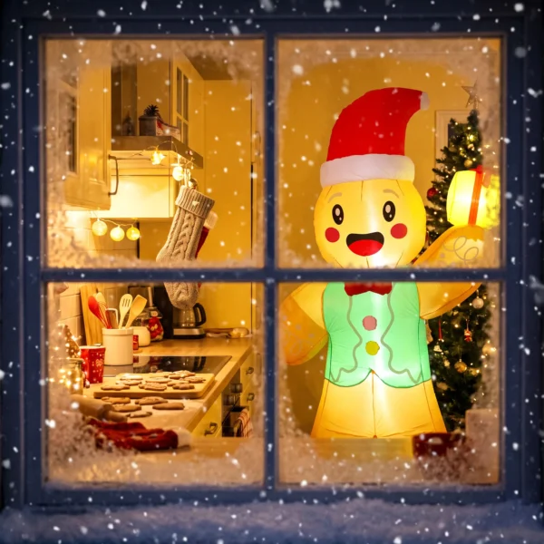 Opblaasbare Kerst Gemberkoekman, 250 Cm, Met Geschenkdoos En LEDs, Voor Buiten