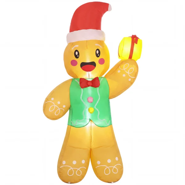 Opblaasbare Kerst Gemberkoekman, 250 Cm, Met Geschenkdoos En LEDs, Voor Buiten