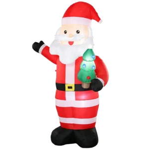 Opblaasbare Kerstman, 243 Cm, Met Helder LED licht, Kerstdecoratie Voor Binnen En Buitenruimte, Rood