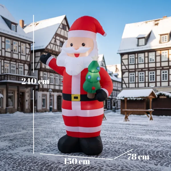 Opblaasbare Kerstman, 243 Cm, Met Helder LED licht, Kerstdecoratie Voor Binnen En Buitenruimte, Rood