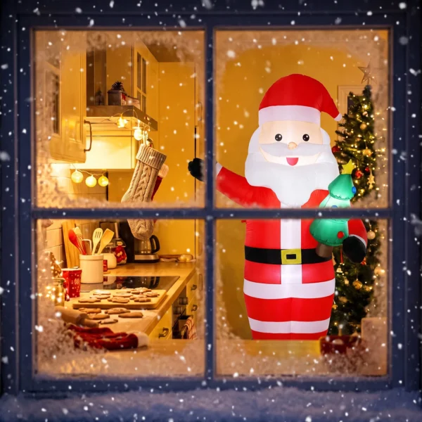 Opblaasbare Kerstman, 243 Cm, Met Helder LED licht, Kerstdecoratie Voor Binnen En Buitenruimte, Rood