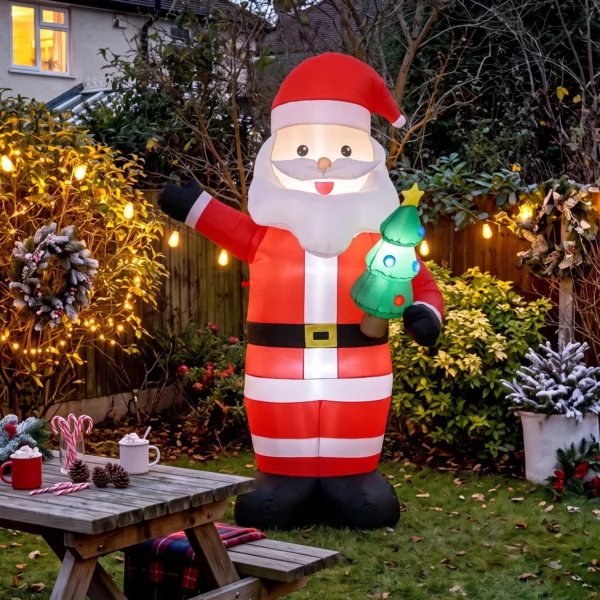 Opblaasbare Kerstman, 243 Cm, Met Helder LED licht, Kerstdecoratie Voor Binnen En Buitenruimte, Rood