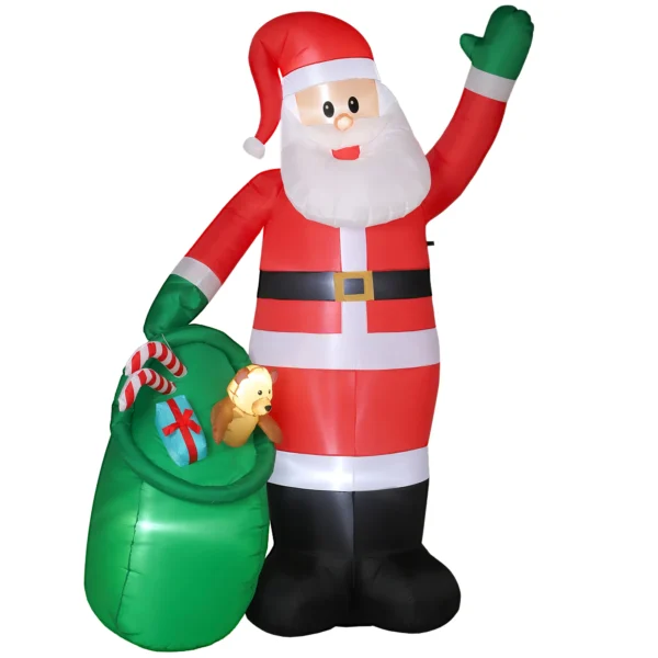 Opblaasbare Kerstman, 275 Cm, Met Zak En Beer, Kerstdecoratie Met Ingebouwde LED lampjes
