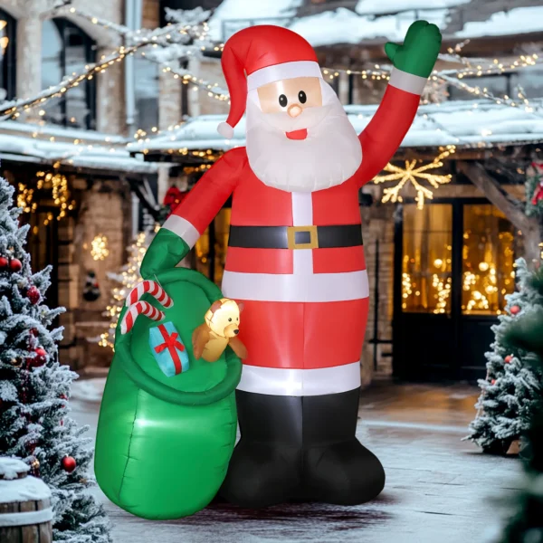 Opblaasbare Kerstman, 275 Cm, Met Zak En Beer, Kerstdecoratie Met Ingebouwde LED lampjes